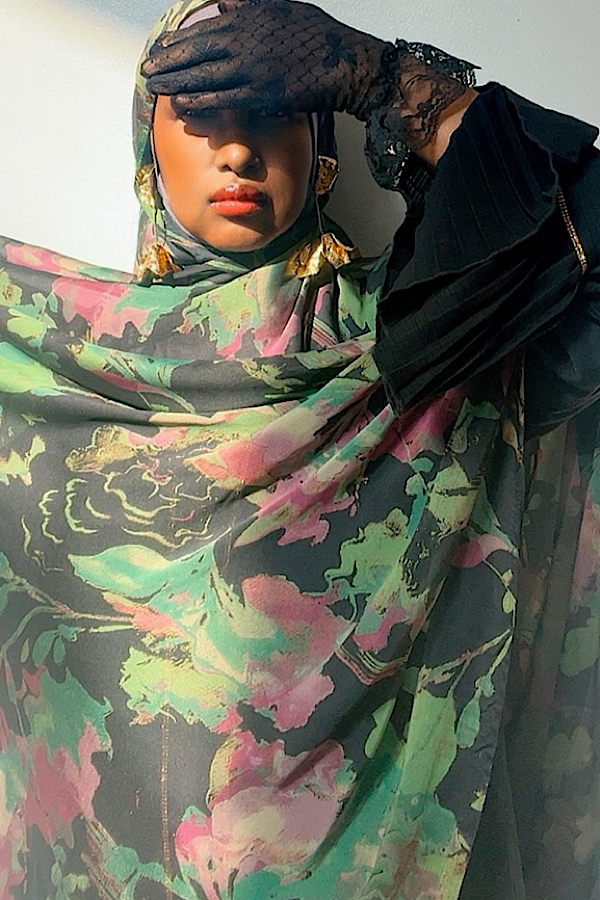 satin printed hijab