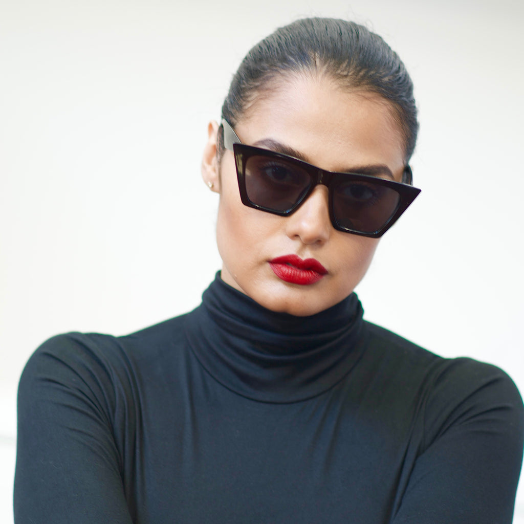 All Black Square Cat Eye Sunglasses