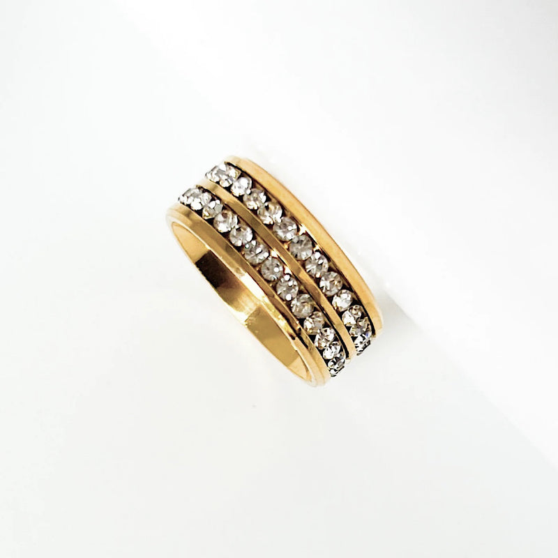 DOUBLE BAND BLING RING GOLD