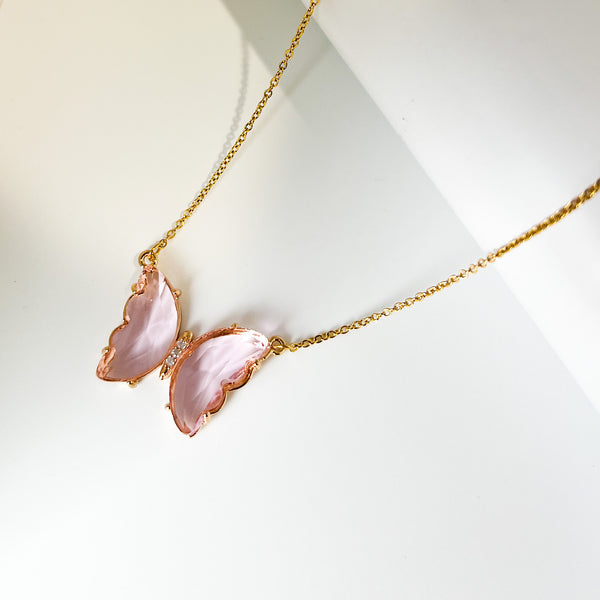 BUTTERFLY NECKLACE PINK