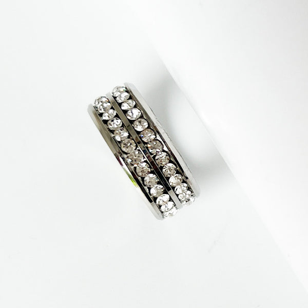 DOUBLE BAND BLING RING SILVER