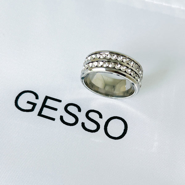 DOUBLE BAND BLING RING SILVER