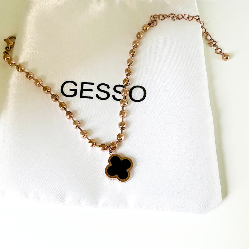 BEADED CLOVER BRACELET ROSE GOLD