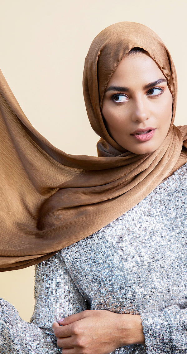 SATIN GEORGETTE CREPE CARAMEL