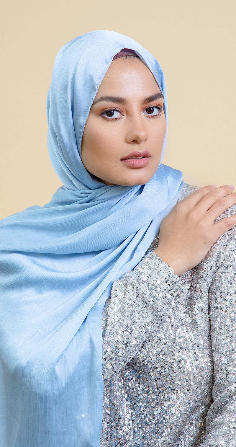 SATIN GEORGETTE CREPE DUSTY BLUE