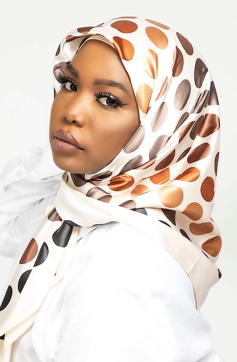 POLKA DOT square hijab taupe