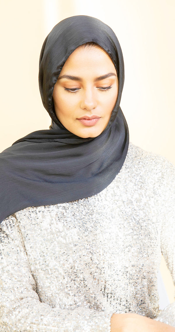 SATIN GEORGETTE CREPE BLACK